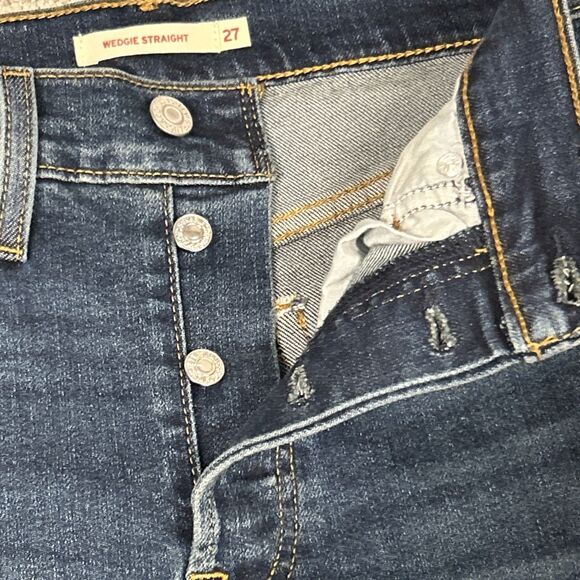 Levis Jeans Womens 27 Wedgie Straight High Rise Button Fly Stretch Denim 27x28 - Picture 4 of 9